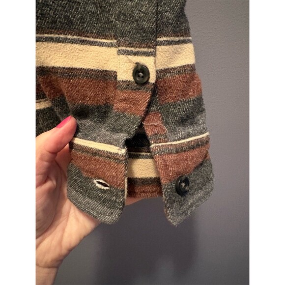 RedHead Ranch Flannel Shirt Mens M Gray Brown Cream Striped Button-Up - Picture 4 of 10